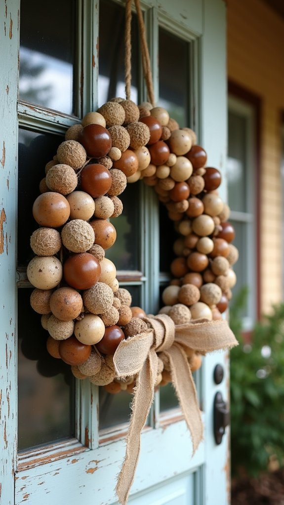 rustic burlap bead wreath