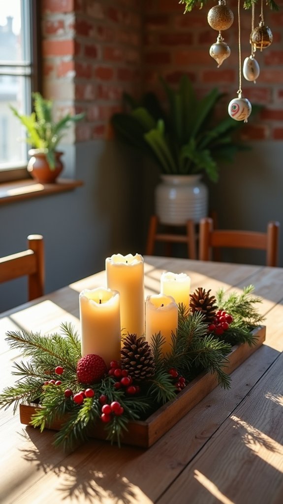 rustic centerpiece with candles
