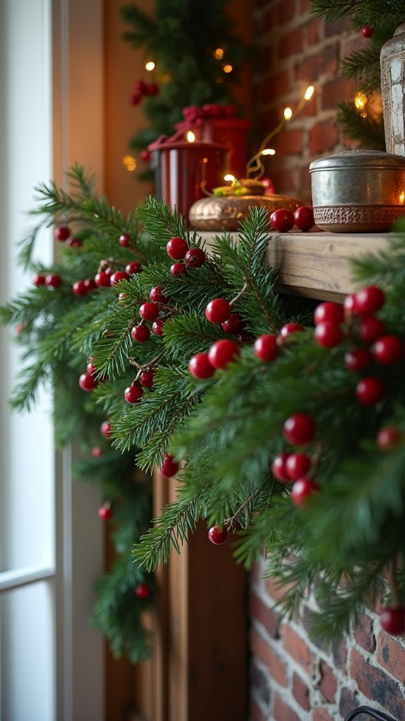rustic cranberry pine garland