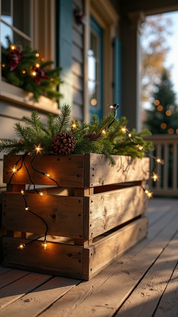 rustic crates with lights