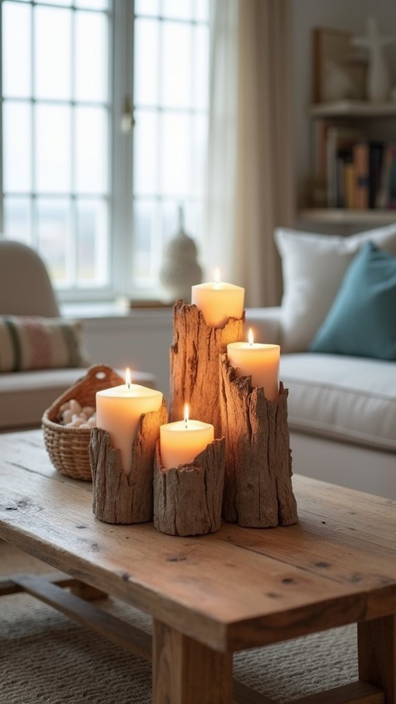rustic driftwood candle holders