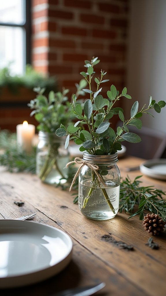 rustic eucalyptus jar decor
