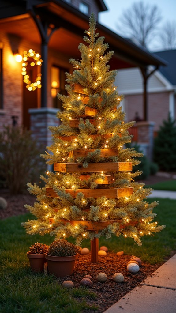 rustic festive light display