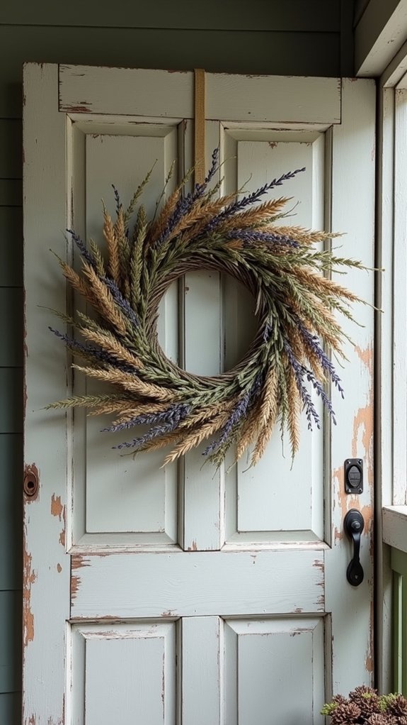 rustic lavender wheat wreath