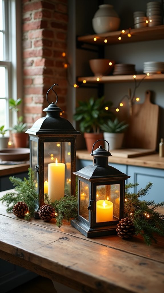 rustic layered lantern table setting