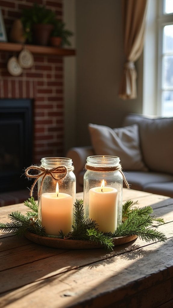 rustic mason jar candleholders
