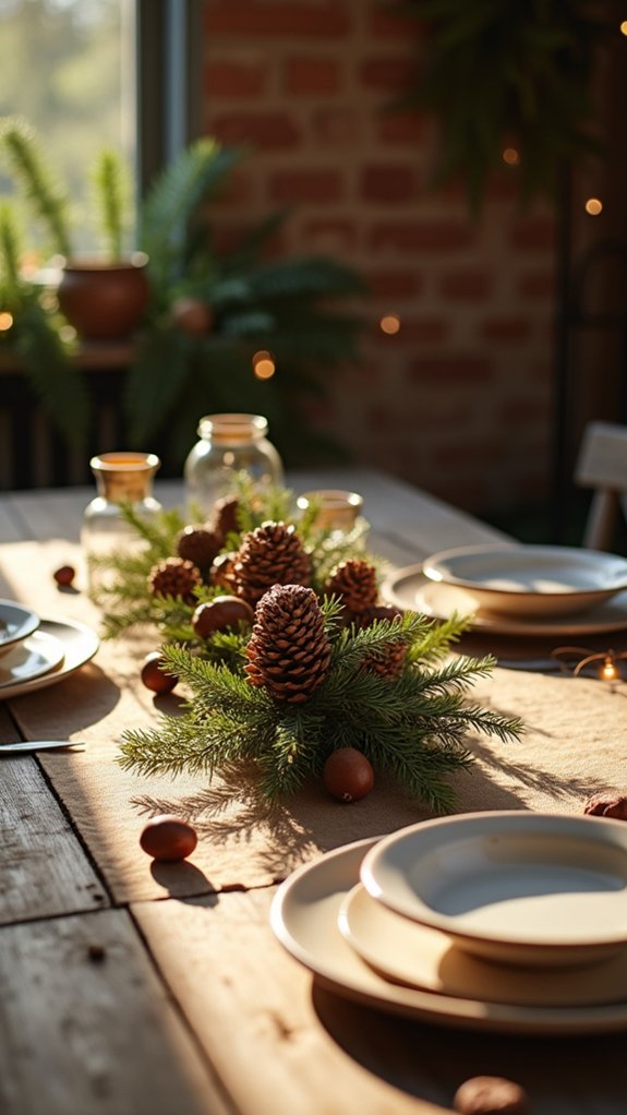 rustic pinecone acorn centerpiece