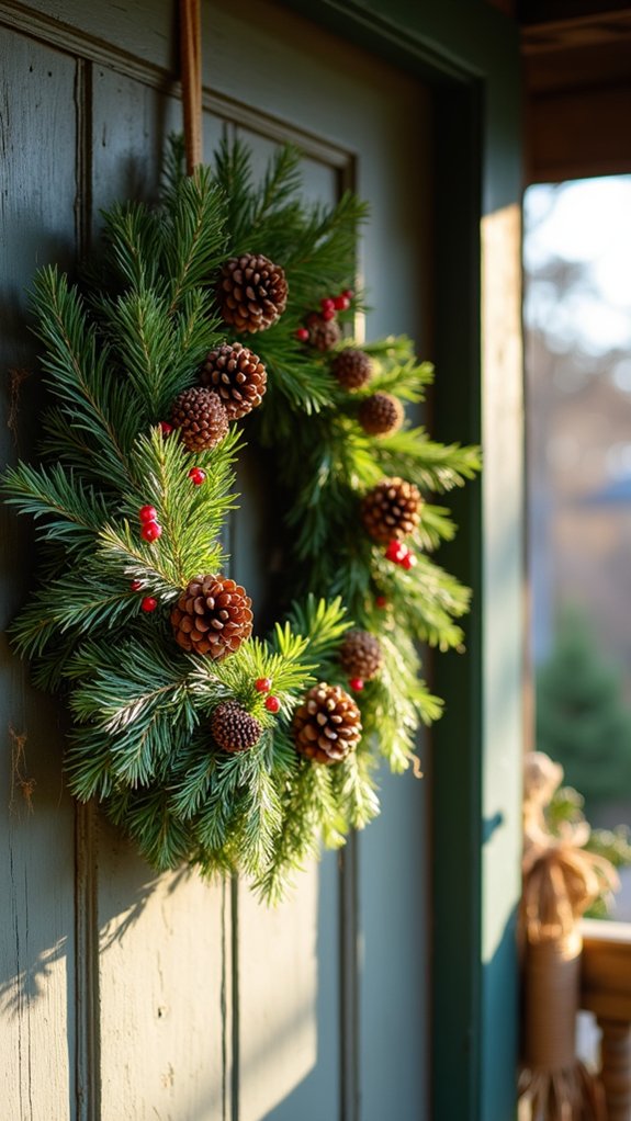 rustic pinecone and pine