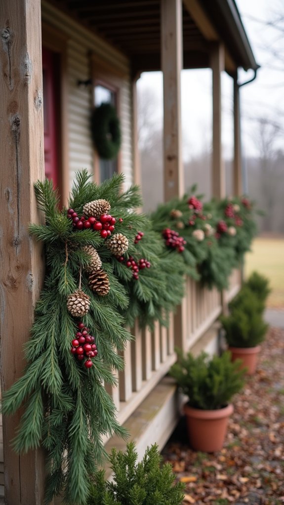 rustic pinecone berry garland
