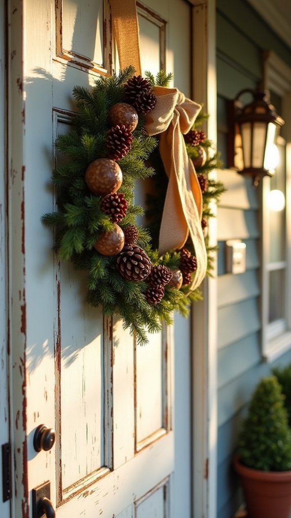 rustic pinecone burlap wreath