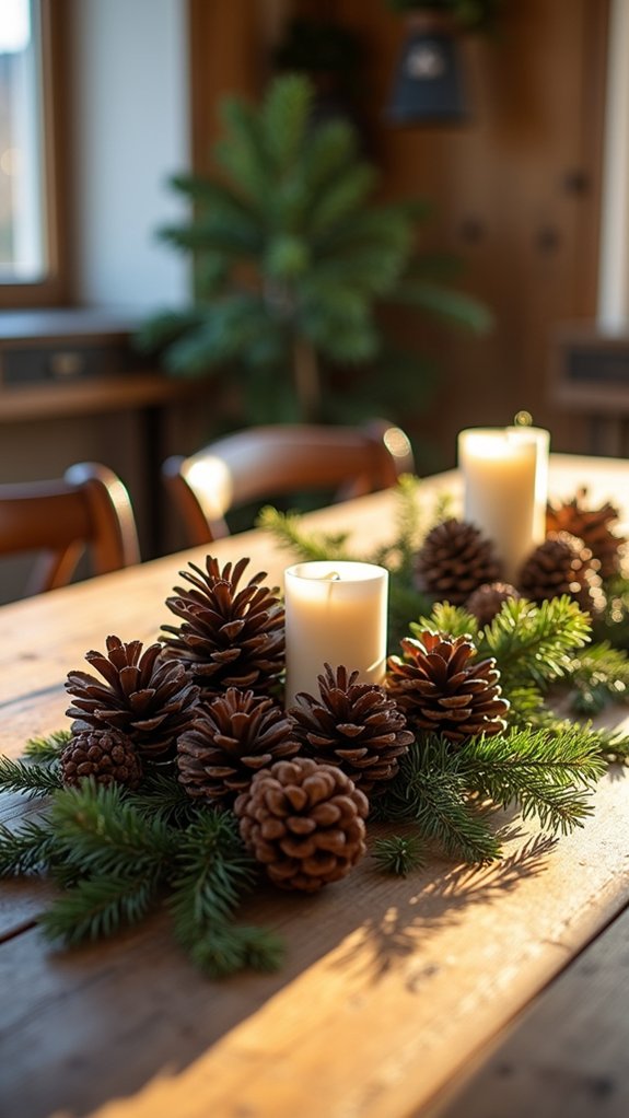 rustic pinecone table decor