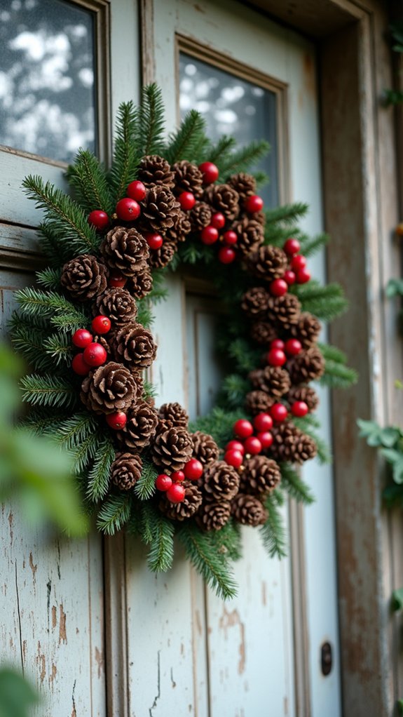 rustic pinecone wreath charm