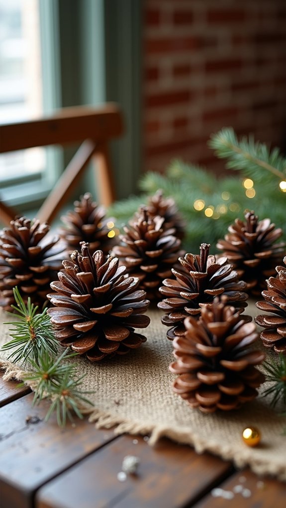 rustic pinecones for decor