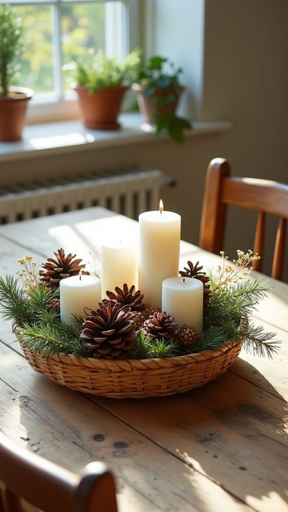 rustic rattan holiday centerpiece