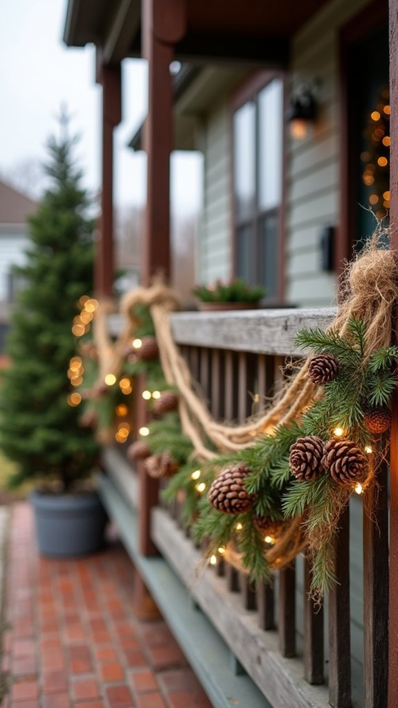 rustic twine and pine cones