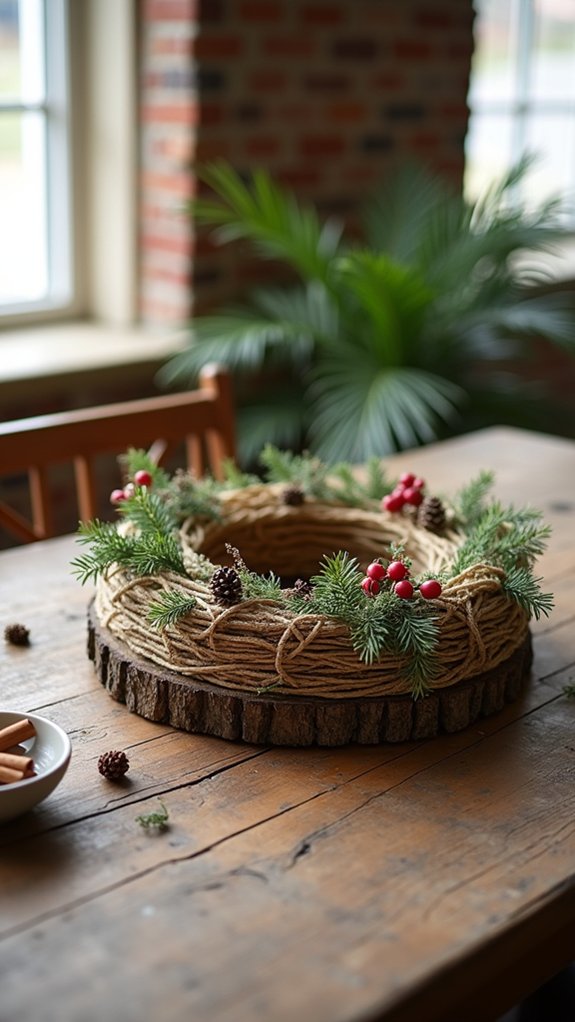rustic twine wood centerpiece