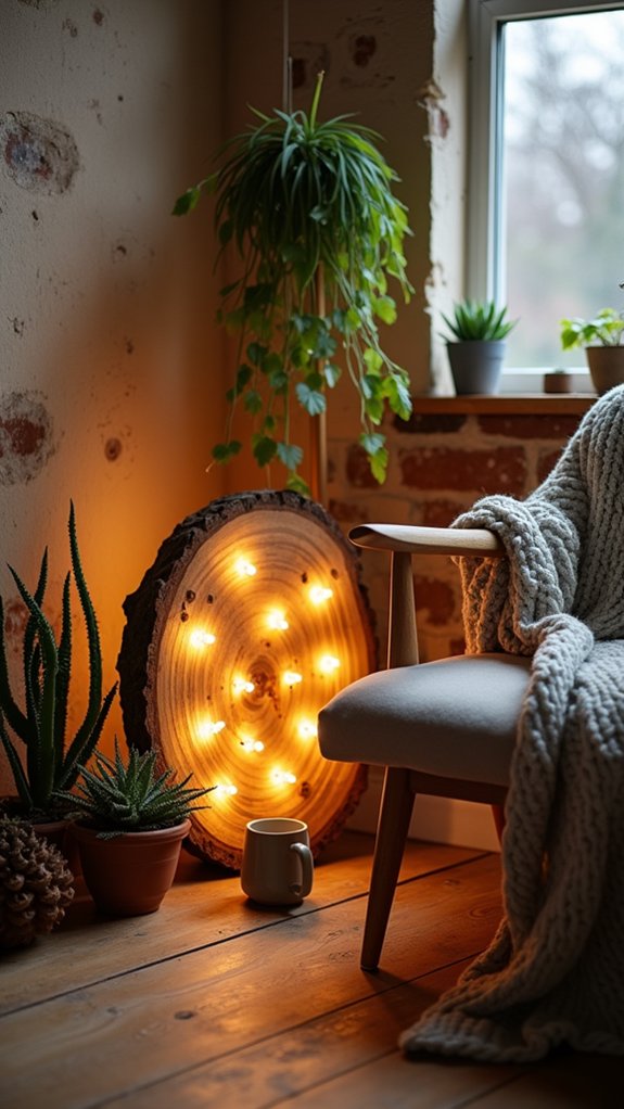 rustic wood slice decor