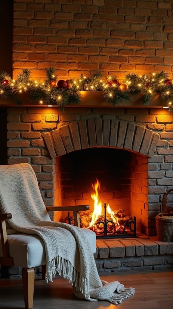 rustic wood with twinkling lights