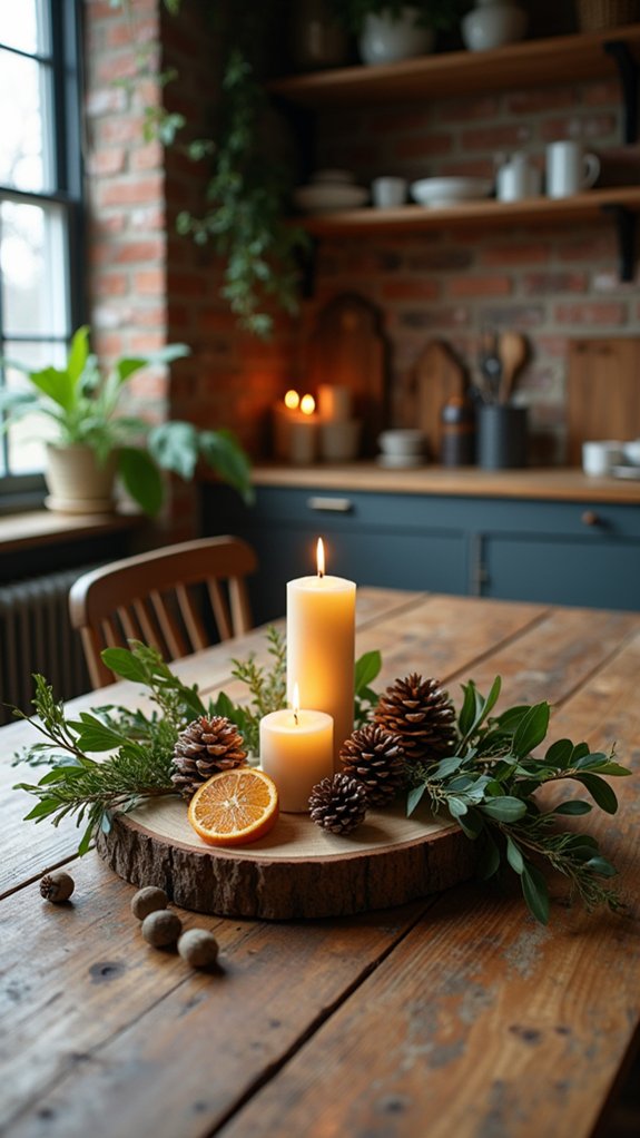 rustic wooden slice decor