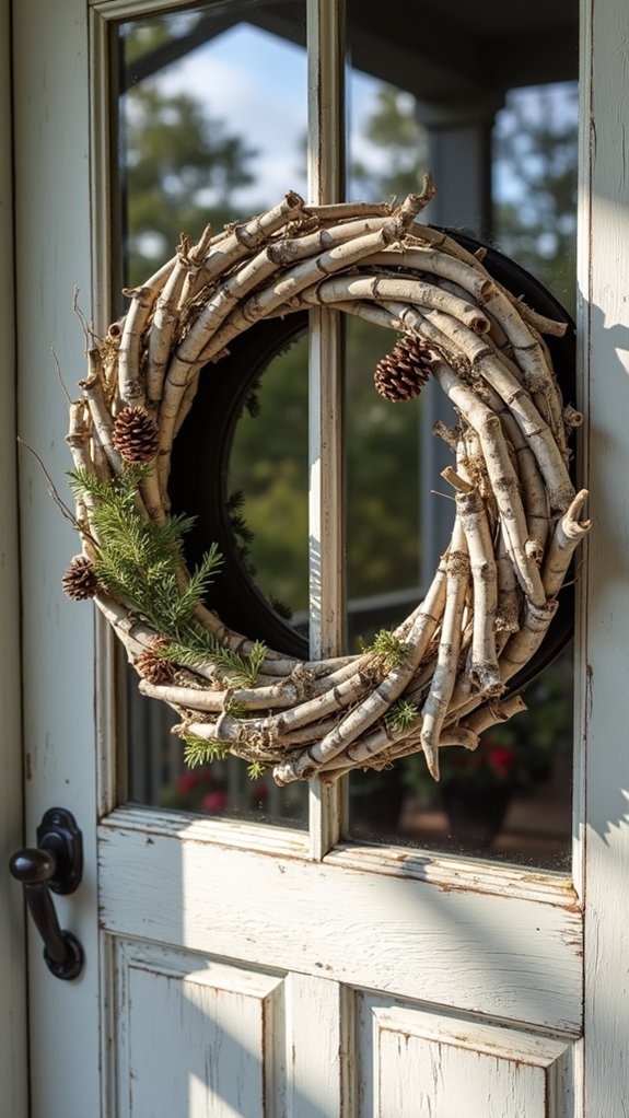rustic wreath with pinecones