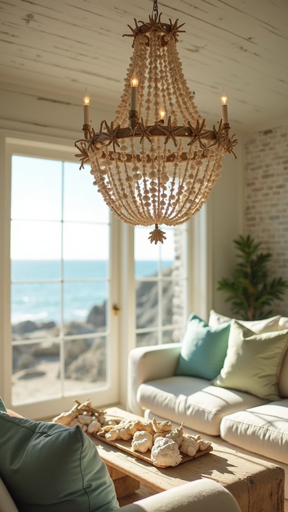 seashell chandelier coastal decor
