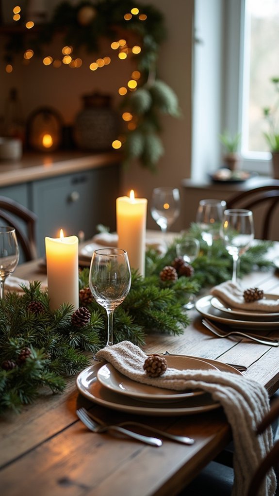 seasonal greenery table accents