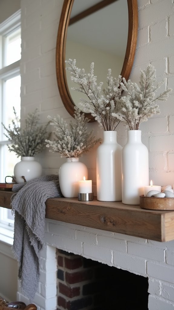 serene winter mantle decor