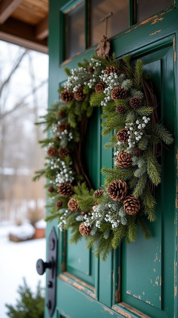 serene winter pinecone wreath
