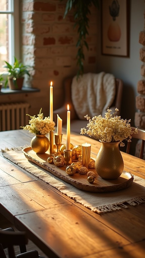 shimmering gold holiday centerpieces