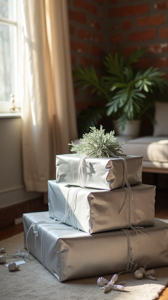 shiny silver gift wrapping