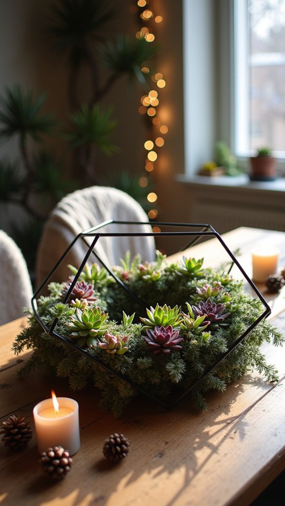 sleek succulent geometric wreath