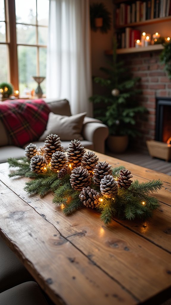 snowy pinecone holiday decor