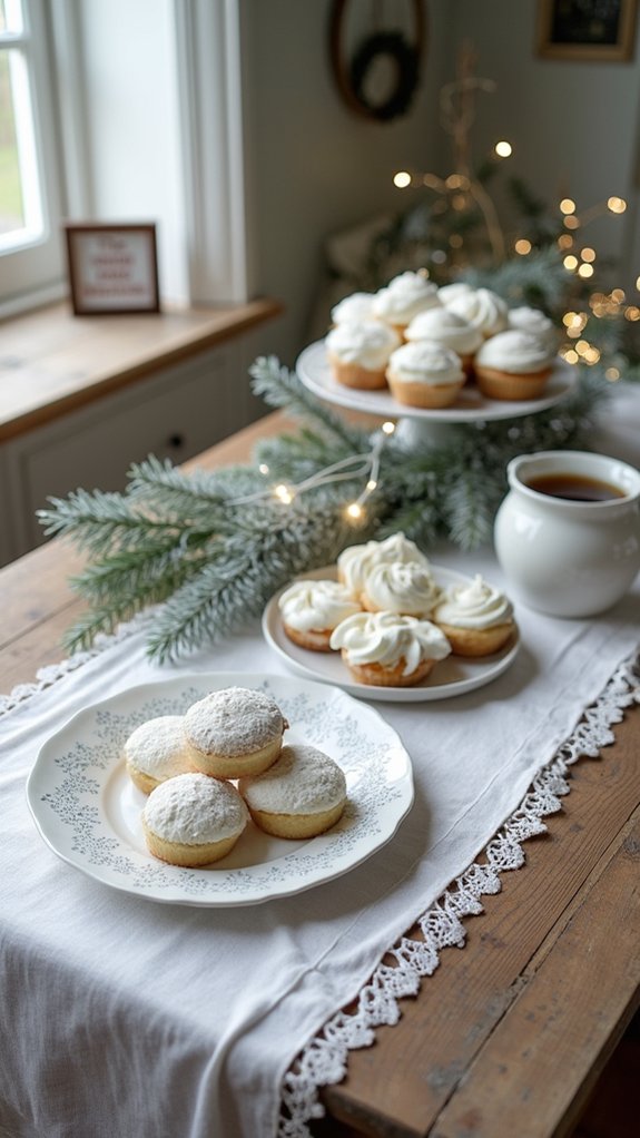 snowy white dessert accents