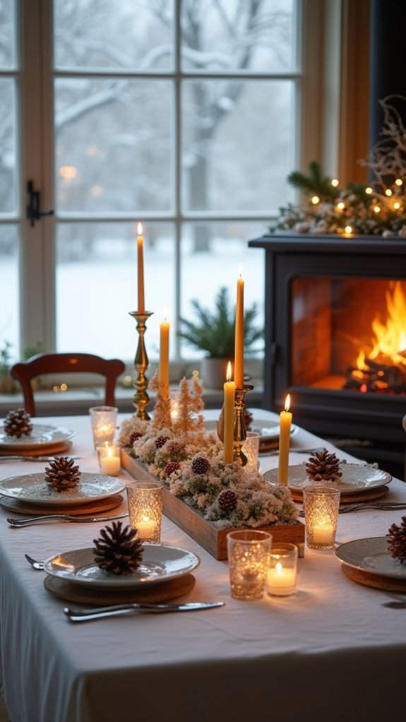 snowy winter table decor