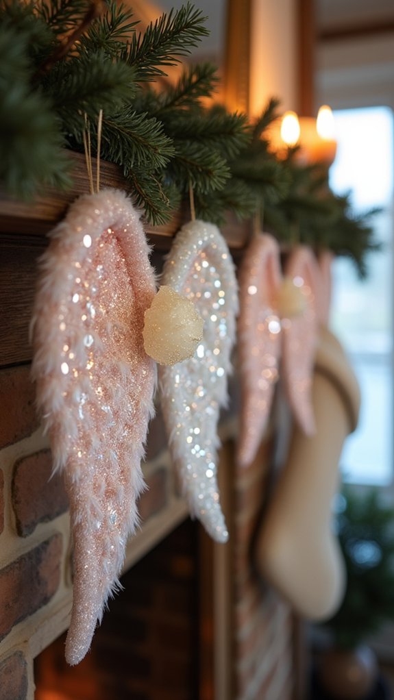sparkling angel wings ornaments