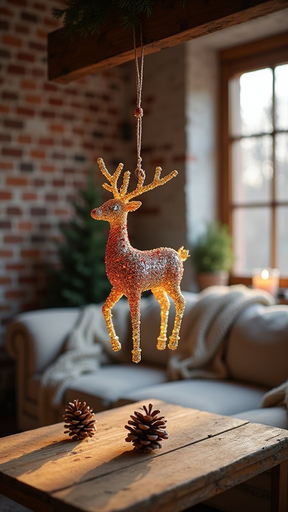 sparkling beaded reindeer charm