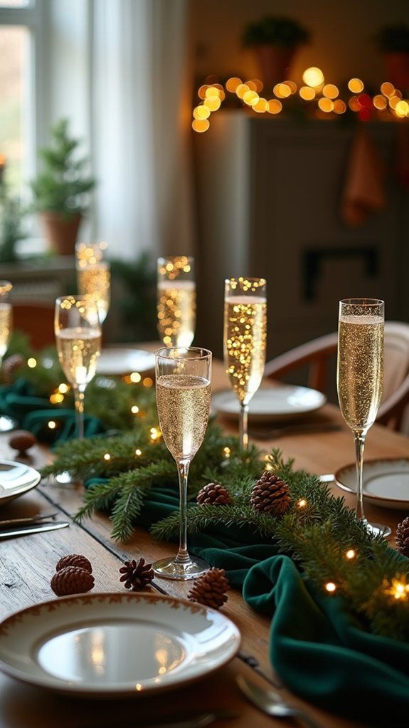 sparkling glasses with lights