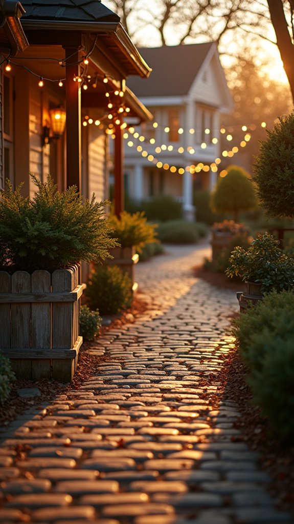 sparkling illuminated outdoor pathway