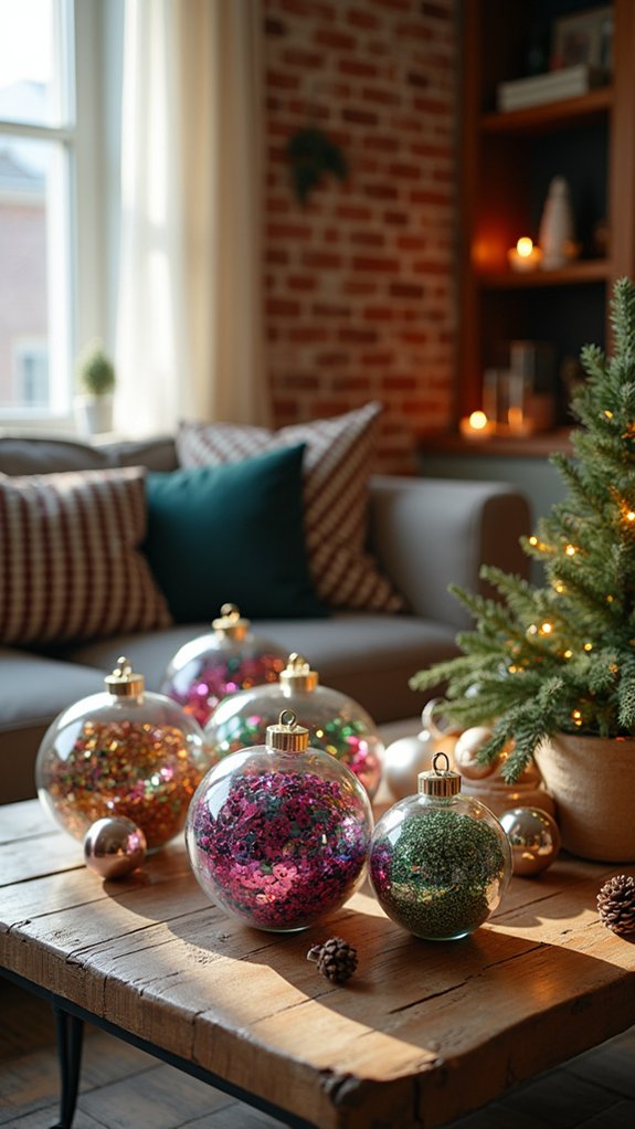 sparkly sequin glass ornaments