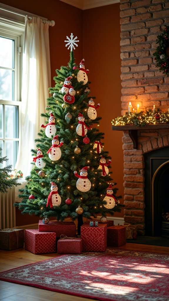 sparkly snowman tree decorations