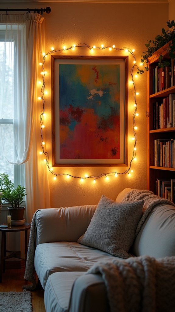 string lights enhance artwork