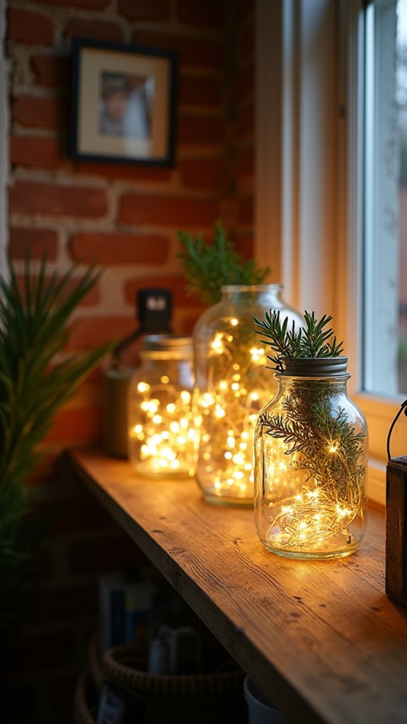 string lights in containers