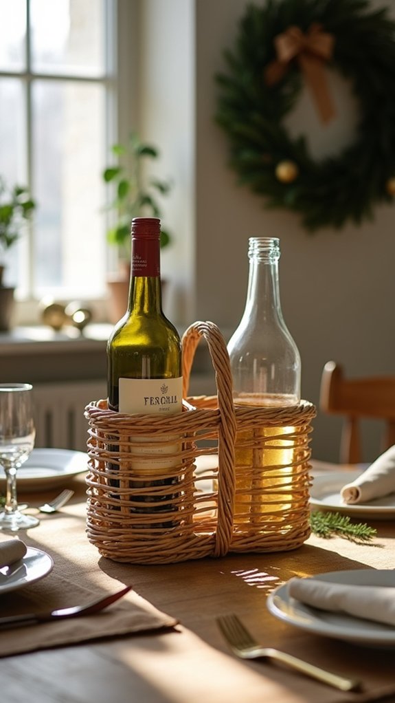 stylish rattan wine holder