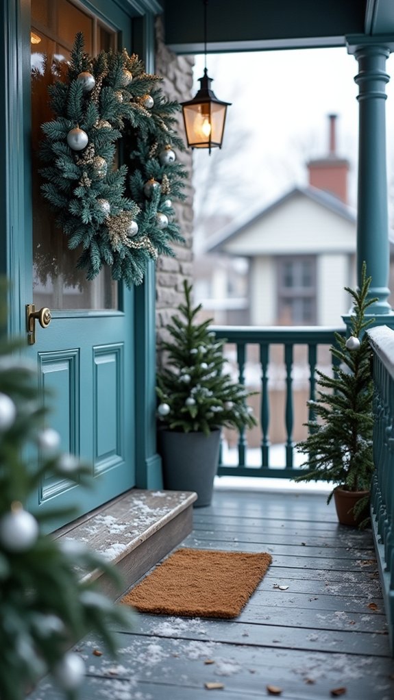 teal and silver wreath