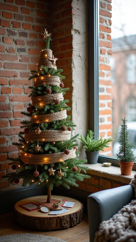 twine wrapped christmas tree decoration