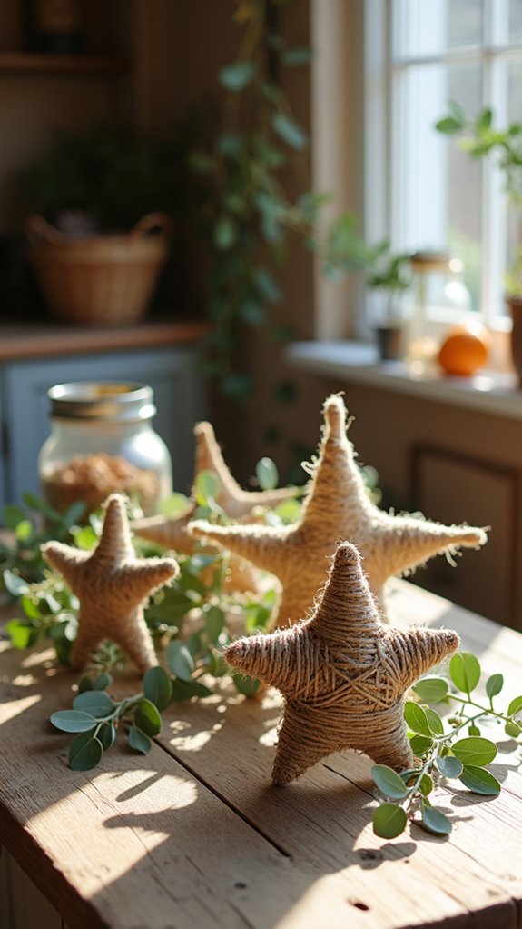 twine wrapped eucalyptus holiday stars