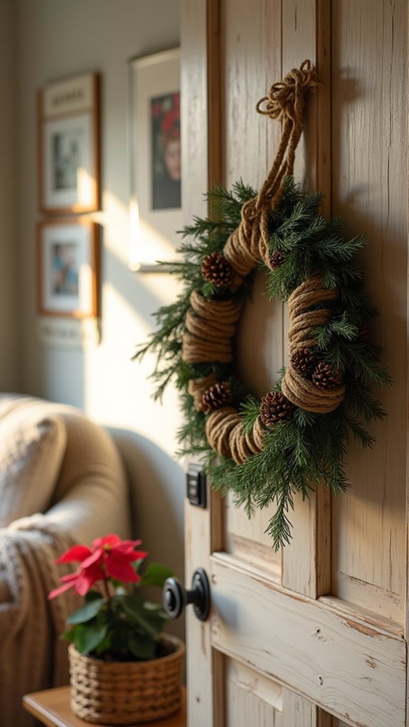 twine wrapped rustic holiday wreath