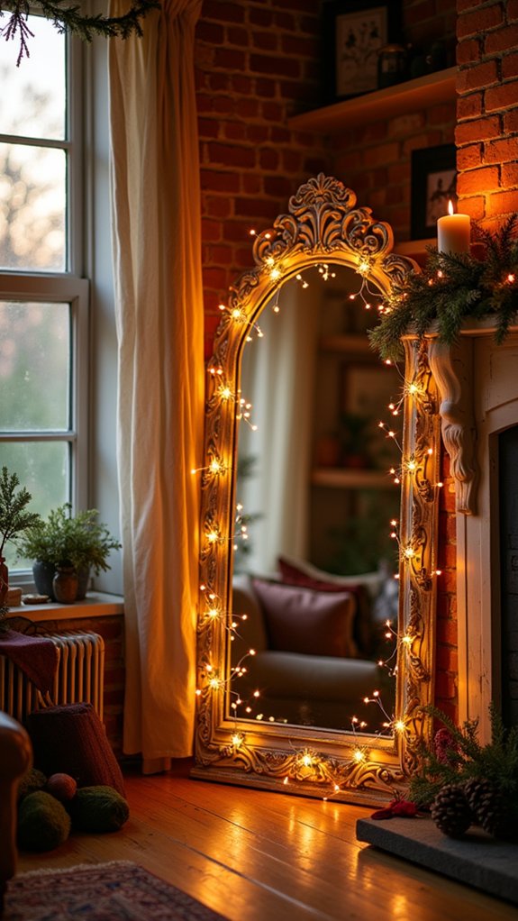 twinkling lights mirror art