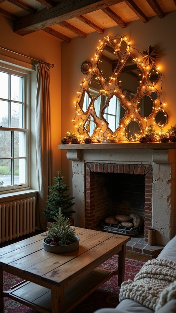 twinkling lights mirror collage