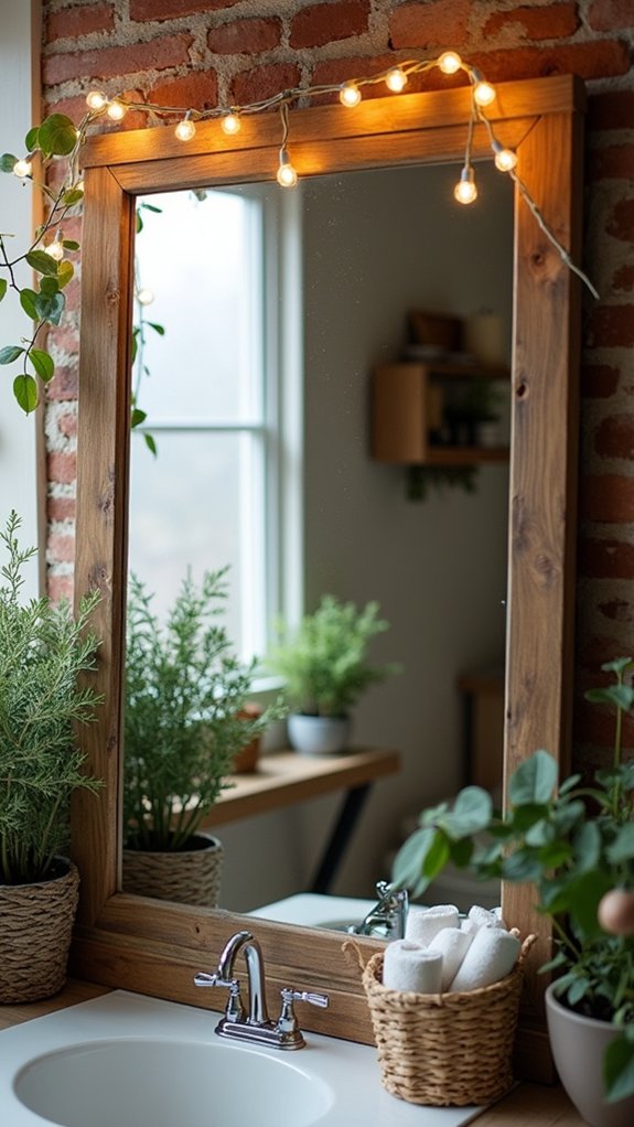 twinkling lights on mirrors